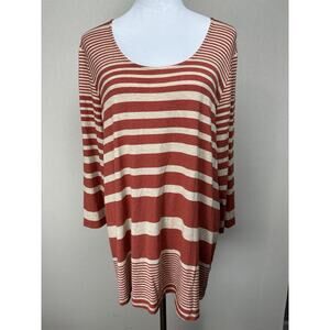 Nurture Ladies Top Size XL Long Sleeve Scoop Neck Rust Tan Soft Lagenlook Fall